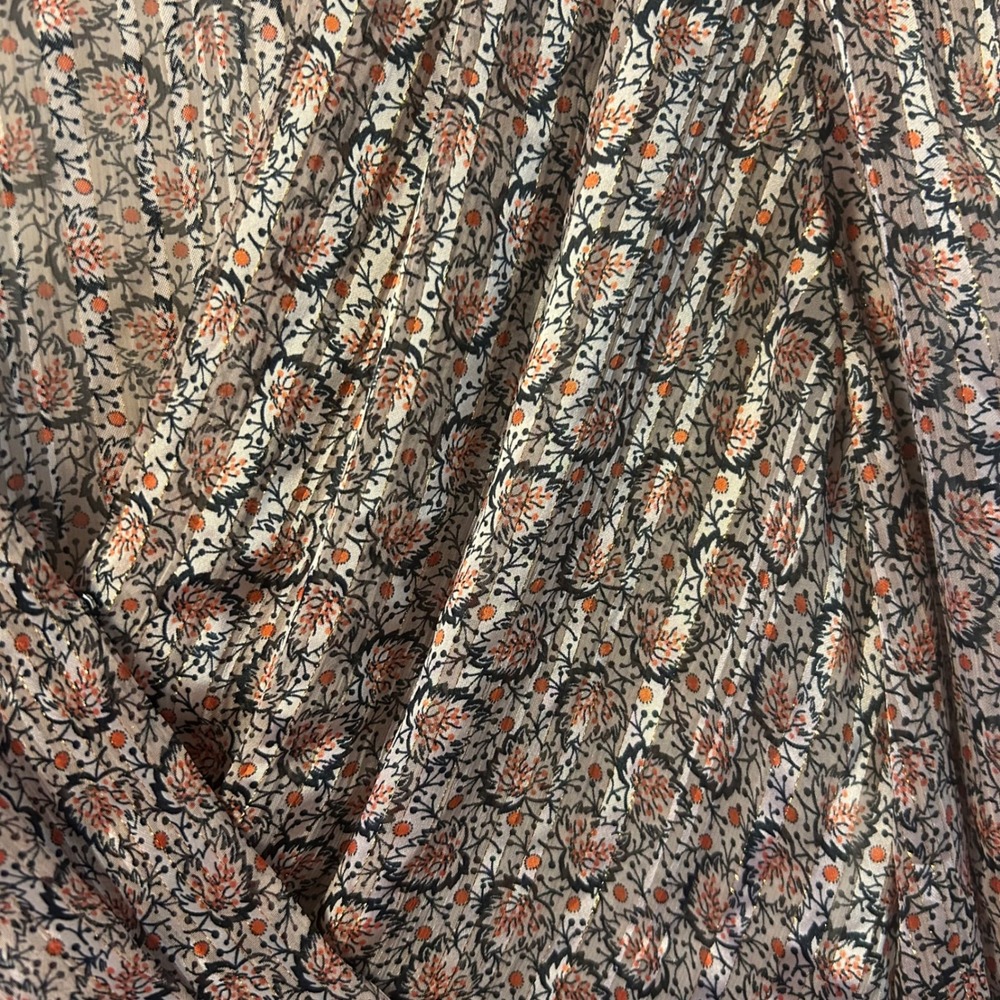 Y2K Morgan de Toi Floral Metallic Blouse Smocked Waist EU 38 S Romantic Boho - Picture 4 of 8
